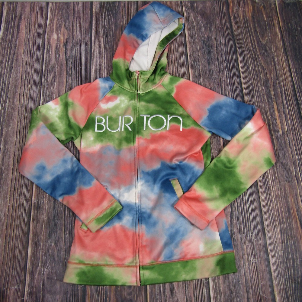 Burton Tie-Dye Hooded Zip Sweatshirt in Green, Blue, Coral